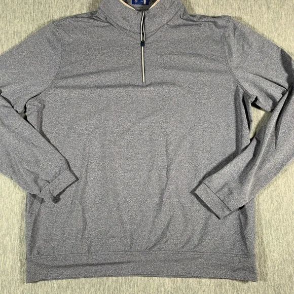 Stitch Sweater Mens XL Blue Heather Quarter Zip Golf Pullover Performance - Picture 4 of 12